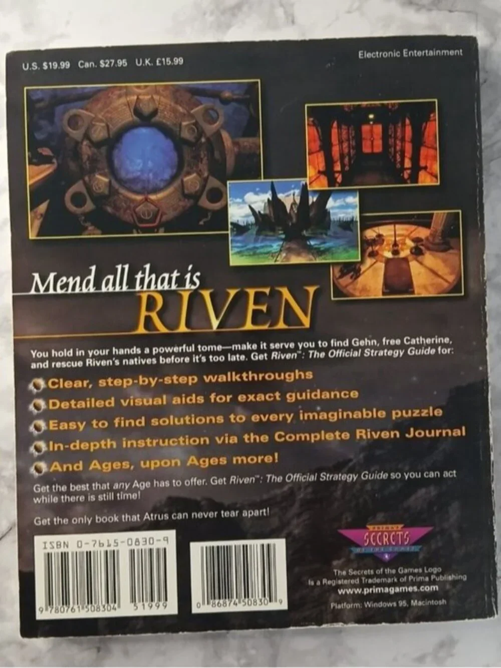 Riven The Sequel to Myst PC Game + Official Strategy Guide Complete 5 Disc